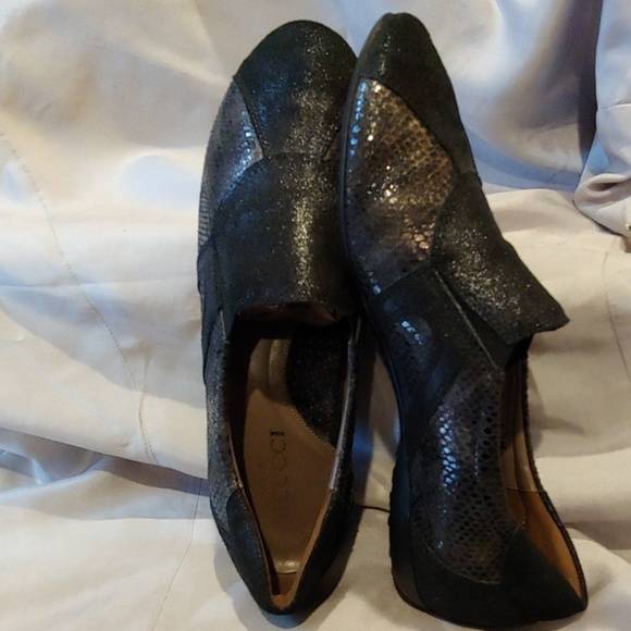 "Sesto Meucci" Black & Metallic Leather Flat - Picture 4 of 4